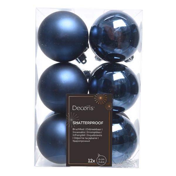 Decoris Kerstballen set | Decoris | Ø 6 cm | 12 stuks (Blauw) 021974 K151000445 - 3