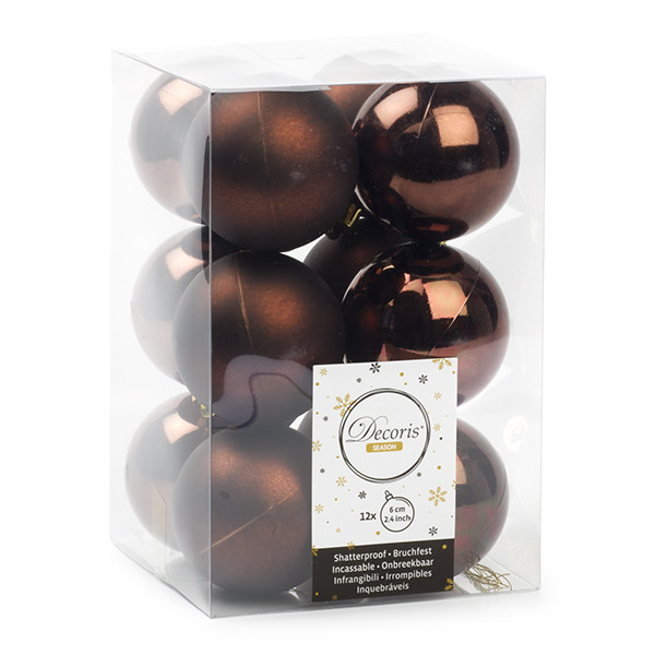 Decoris Kerstballen set | Decoris | Ø 6 cm | 12 stuks (Bruin) 021846 K151000456 - 1