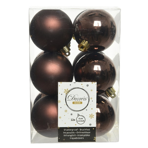 Decoris Kerstballen set | Decoris | Ø 6 cm | 12 stuks (Bruin) 021846 K151000456 - 2