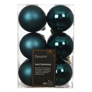 Decoris Kerstballen set | Decoris | Ø 6 cm | 12 stuks (Emerald) 23134 K151001640
