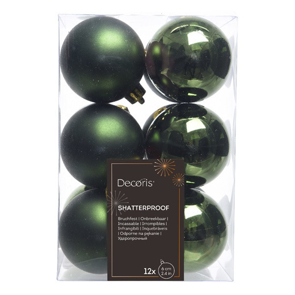 Decoris Kerstballen set | Decoris | Ø 6 cm | 12 stuks (Groen) 21975 K151000488 - 2