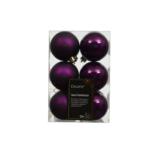 Decoris Kerstballen set | Decoris | Ø 6 cm | 12 stuks (Paars) 22806 K151000916