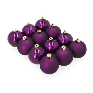 Decoris Kerstballen set | Decoris | Ø 6 cm | 12 stuks (Paars) 22806 K151000916 - 1