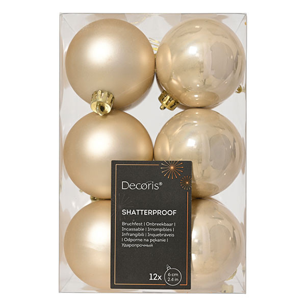 Decoris Kerstballen set | Decoris | Ø 6 cm | 12 stuks (Parel) 21845 K151001629 - 1