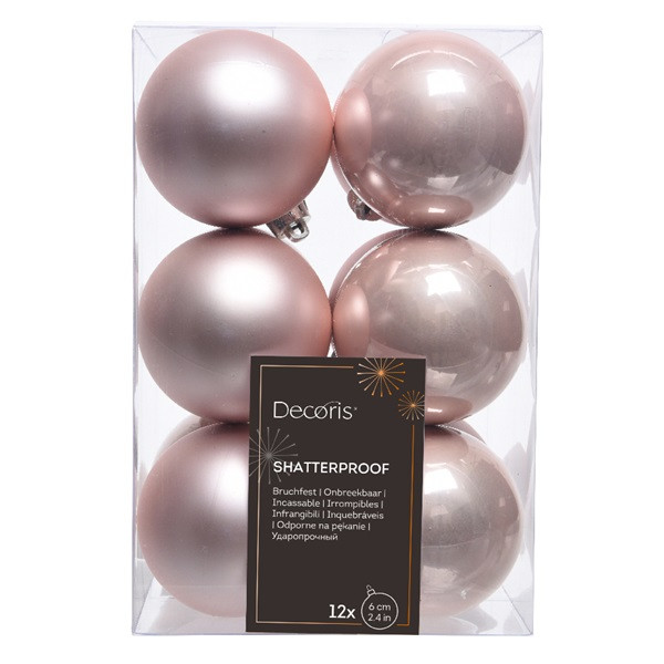 Decoris Kerstballen set | Decoris | Ø 6 cm | 12 stuks (Roze) 021924 K151000434 - 3