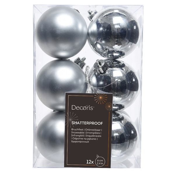 Decoris Kerstballen set | Decoris | Ø 6 cm | 12 stuks (Zilver) 021831 K151000423 - 3
