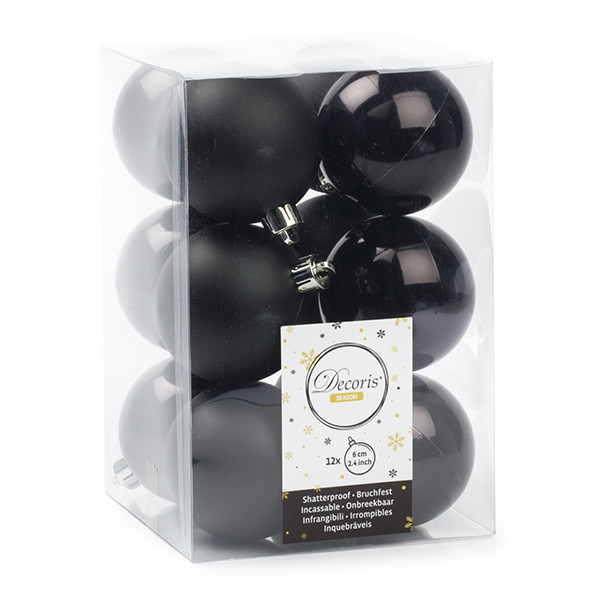 Decoris Kerstballen set | Decoris | Ø 6 cm | 12 stuks (Zwart) 021996 K151000467 - 1