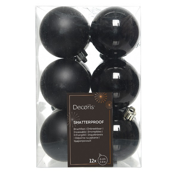 Decoris Kerstballen set | Decoris | Ø 6 cm | 12 stuks (Zwart) 021996 K151000467 - 3