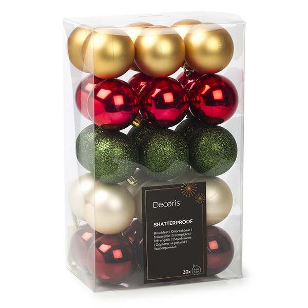Decoris Kerstballen set | Decoris | Ø 6 cm | 30 stuks  (5-kleurig) 20118 K151000720 - 1