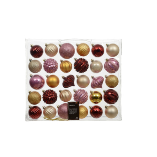 Decoris Kerstballen set | Decoris | Ø 6 tot 7 cm | 30 stuks (4-kleurig) 22942 K151000924