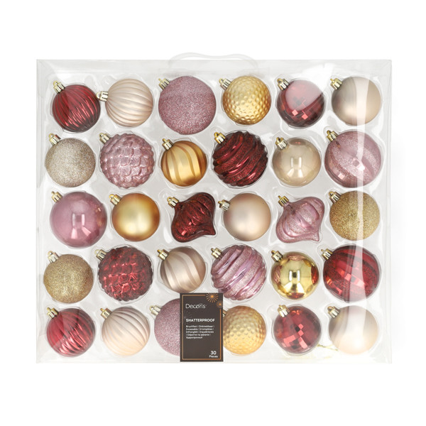 Decoris Kerstballen set | Decoris | Ø 6 tot 7 cm | 30 stuks (4-kleurig) 22942 K151000924 - 2
