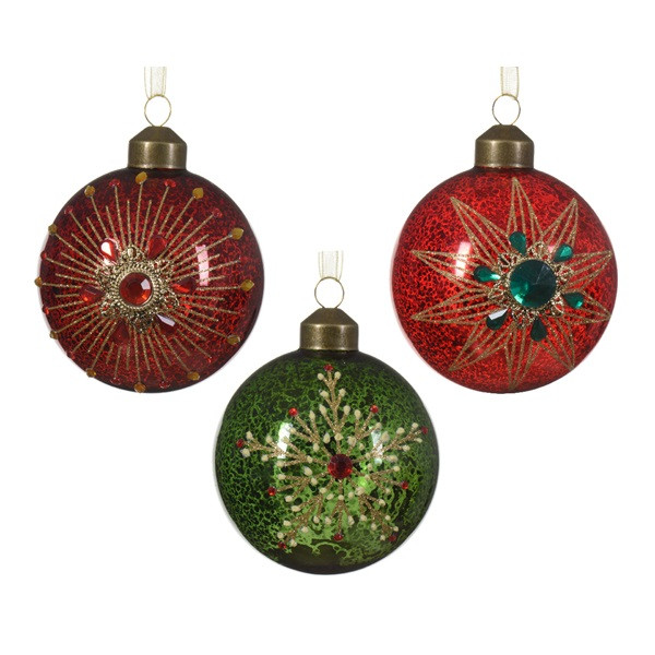 Decoris Kerstballen set | Decoris | Ø 8 cm | 12 stuks (Glas, Rood/Groen) 070190 K150304030 - 6