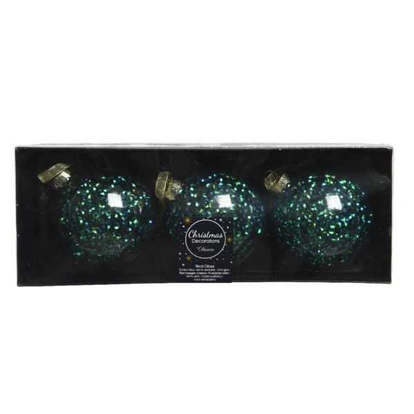 Decoris Kerstballen set | Decoris | Ø 8 cm | 3 stuks (Blauw) 62100 K151000617 - 3