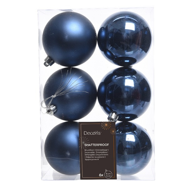 Decoris Kerstballen set | Decoris | Ø 8 cm | 6 stuks (Blauw) 022156 K151000446 - 3