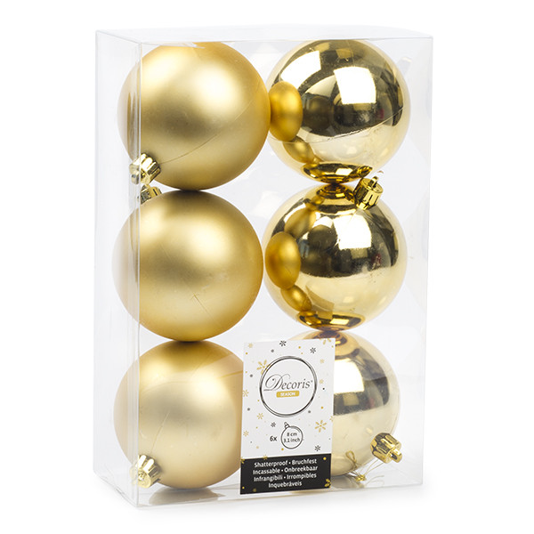 Decoris Kerstballen set | Decoris | Ø 8 cm | 6 stuks (Goud) 022050 K151000402 - 1