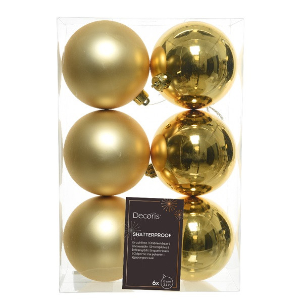 Decoris Kerstballen set | Decoris | Ø 8 cm | 6 stuks (Goud) 022050 K151000402 - 3