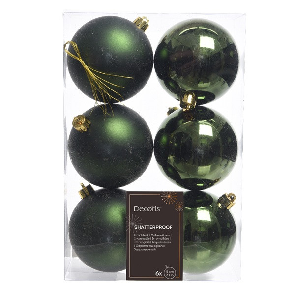 Decoris Kerstballen set | Decoris | Ø 8 cm | 6 stuks (Groen) 22157 K151000489 - 2