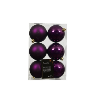 Decoris Kerstballen set | Decoris | Ø 8 cm | 6 stuks (Paars) 22813 K151000917