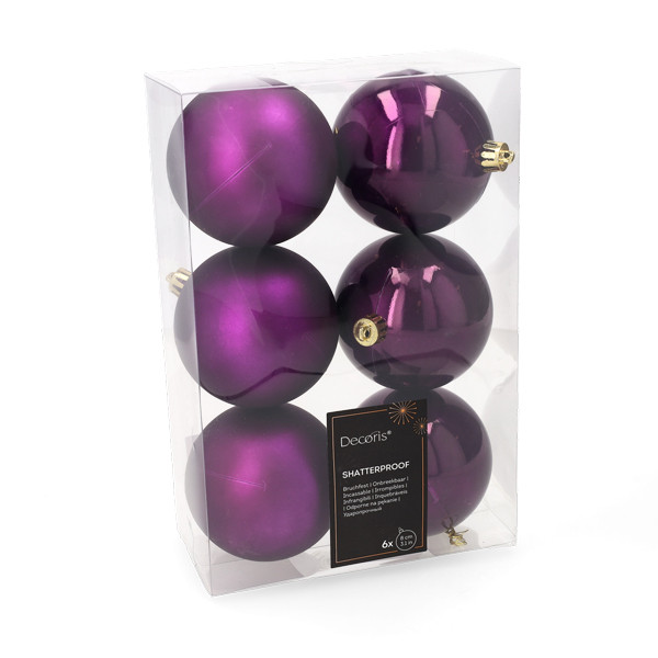 Decoris Kerstballen set | Decoris | Ø 8 cm | 6 stuks (Paars) 22813 K151000917 - 2