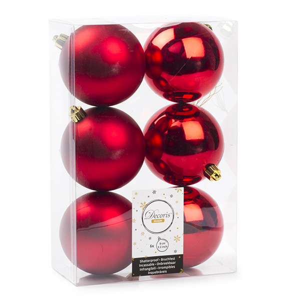 Decoris Kerstballen set | Decoris | Ø 8 cm | 6 stuks (Rood) 022052 K151000413 - 1
