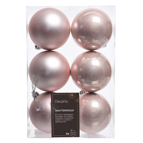 Decoris Kerstballen set | Decoris | Ø 8 cm | 6 stuks (Roze) 022114 K151000435 - 3