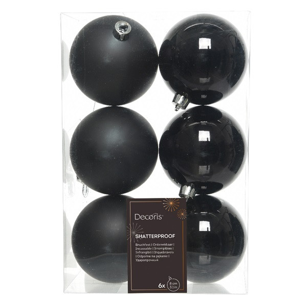 Decoris Kerstballen set | Decoris | Ø 8 cm | 6 stuks (Zwart) 022017 K151000468 - 3