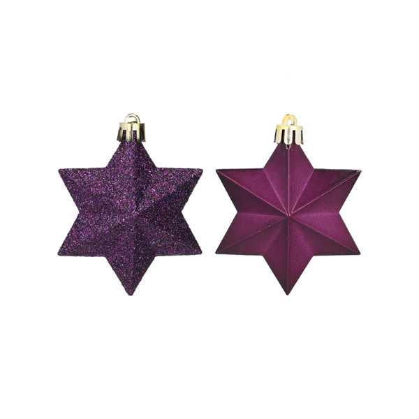 Decoris Kerstballen set | Decoris | 12 stuks (Ster, Paars) 28476 K151000929 - 1