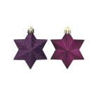 Kerstballen set | Decoris | 12 stuks (Ster, Paars)
