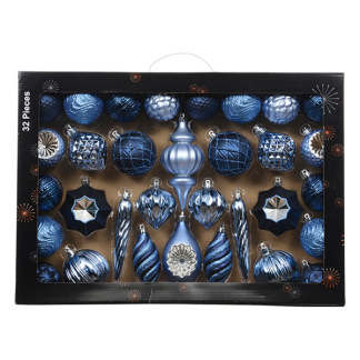 Decoris Kerstballen set | Decoris | 32 stuks (Blauw) 27139 K151001690 - 1