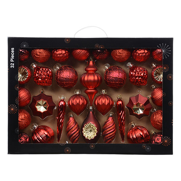 Decoris Kerstballen set | Decoris | 32 stuks (Rood) 27134 K151001686 - 1
