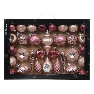 Decoris Kerstballen set | Decoris | 32 stuks (Roze) 27137 K151001688 - 1