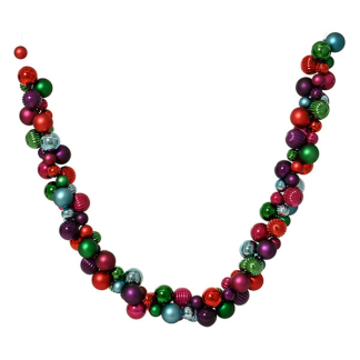 Decoris Kerstballen slinger | Decoris | 6 x 180 cm (Blauw/Paars/Groen/Rood) 23725 K151001653
