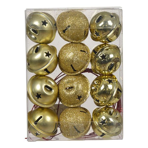 Decoris Kerstbelletjes | Decoris | 12 stuks (Ø 3 cm, Metaal, Goud) 386730 K151001711 - 1