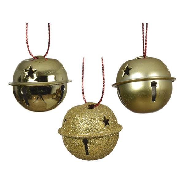 Decoris Kerstbelletjes | Decoris | 12 stuks (Ø 3 cm, Metaal, Goud) 386730 K151001711 - 2