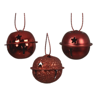 Decoris Kerstbelletjes | Decoris | 12 stuks (Ø 3 cm, Metaal, Rood) 386732 K151001713 - 2