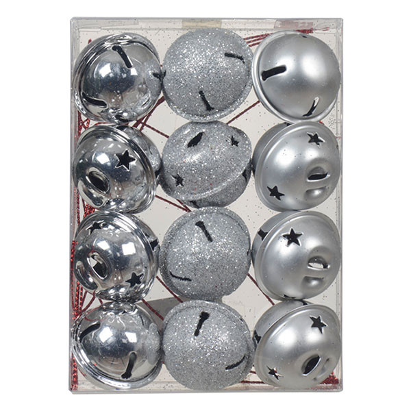 Decoris Kerstbelletjes | Decoris | 12 stuks (Ø 3 cm, Metaal, Zilver) 386731 K151001712 - 1