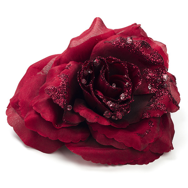 Decoris Kerstbloem | Decoris | Roos (Rood, Glitters) 629349 K151000744 - 1