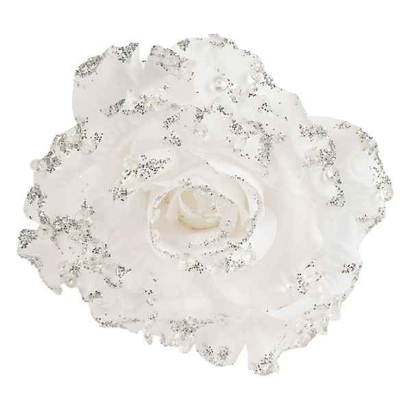Decoris Kerstbloem | Decoris | Roos (Wit, Glitters) 701425 K151001920 - 1