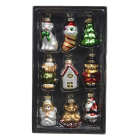 Decoris Kerstfiguur kerst ornament | Decoris | Set van 9 (Bruin/rood/groen, Glas) 121849 K151001706 - 1