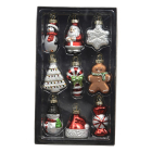 Decoris Kerstfiguur kerst ornament | Decoris | Set van 9 (Wit/rood, Glas) 121850 K151001707 - 1