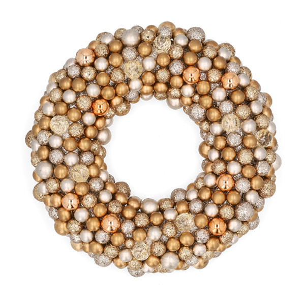 Decoris Kerstkrans | Decoris | Ø 33 cm (Kerstballen, Kunststof, Goud) 29986 K151100155 - 1