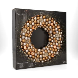 Decoris Kerstkrans | Decoris | Ø 33 cm (Kerstballen, Kunststof, Goud) 29986 K151100155 - 3