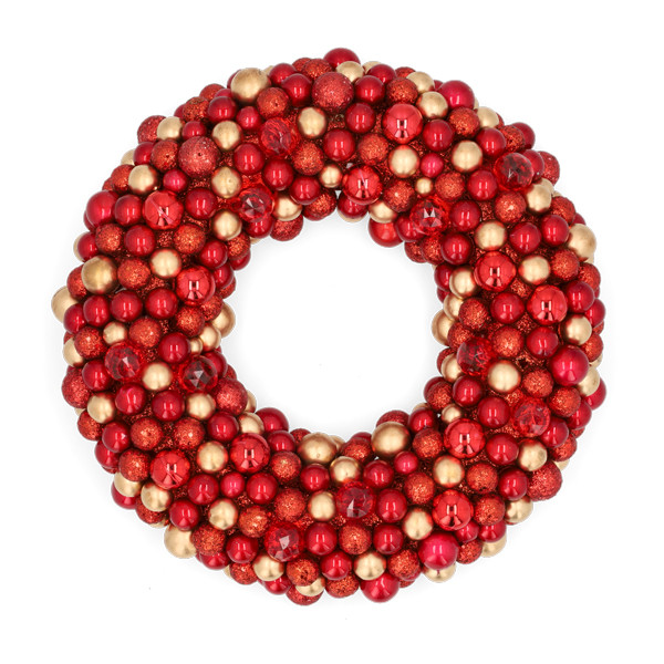 Decoris Kerstkrans | Decoris | Ø 33 cm (Kerstballen, Kunststof, Rood) 29982 K151100154 - 1