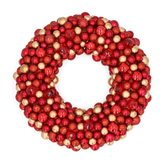 Decoris Kerstkrans | Decoris | Ø 33 cm (Kerstballen, Kunststof, Rood) 29982 K151100154 - 1