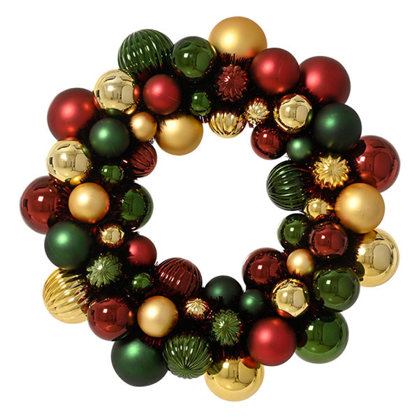 Decoris Kerstkrans | Decoris | Ø 38 cm (Kerstballen, Kunststof, Rood/Groen/Goud) 23738 K151001658 - 1