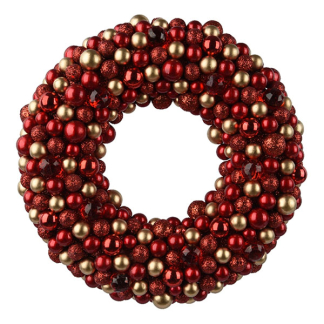Decoris Kerstkrans | Decoris | ⌀ 33 cm (Kerstballen, Kunststof, Rood) 29982 K151100154 - 1