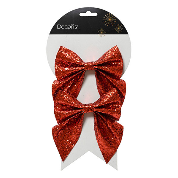 Decoris Kerstrik | Decoris | 12 x 13 cm (Rood, Glitter) 24683 K151001677 - 2
