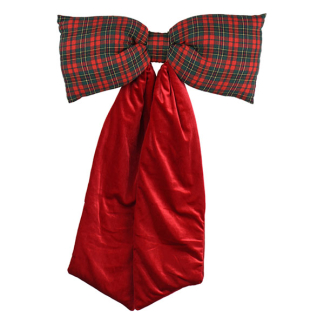 Decoris Kerstrik | Decoris | 80 x 115 cm (Rood, Geruit, Fluweel) 512134 K151001846 - 1