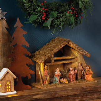 Decoris Kerststal | 38 x 18 x 29 cm | Decoris (Hout, Polyresin, 9 delig) 591179 K150303392 - 5