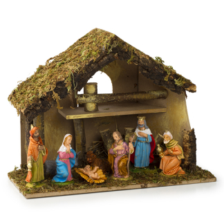 Decoris Kerststal | 38 x 18 x 29 cm | Decoris (Hout, Polyresin, 9 delig) 591179 K150303392 - 1